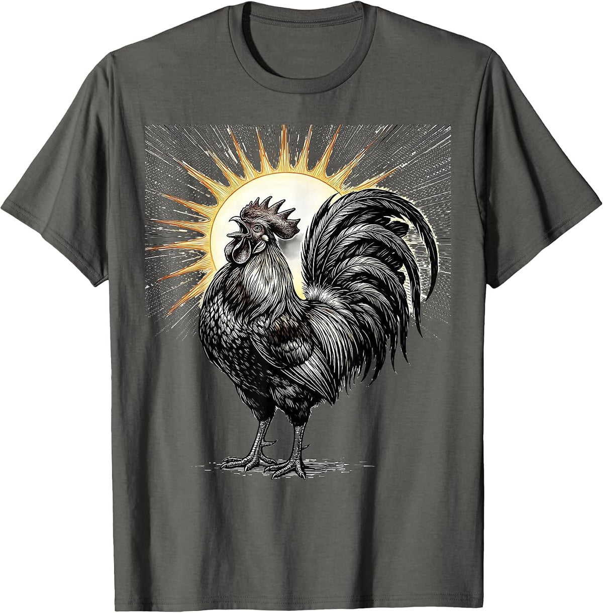 Rooster at Dawn Jesus Faith Graphic T-Shirt - Asphalt Grey