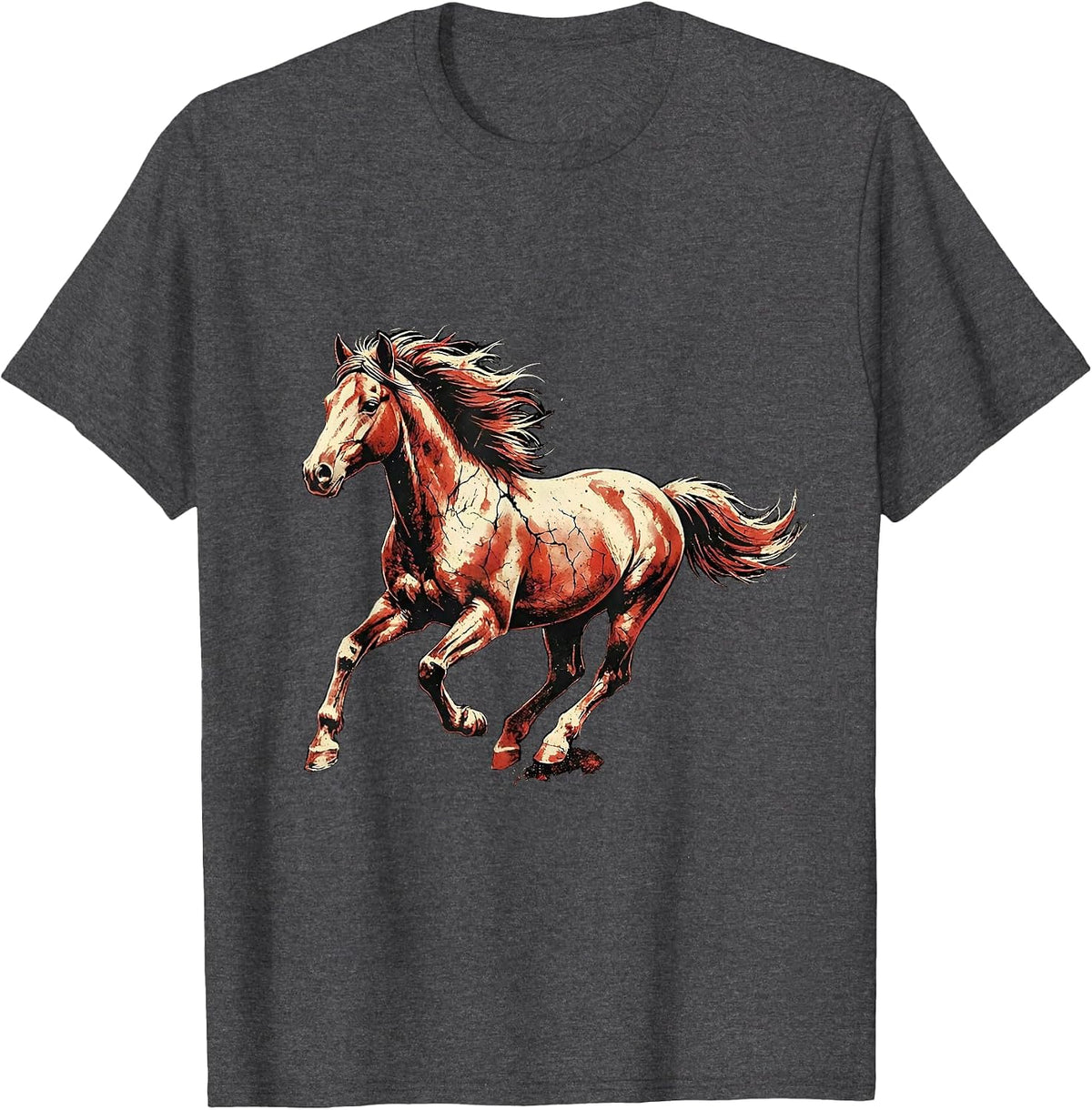 Men's Horse Galloping Through Open Meadow Graphic T-Shirt - Dark Heather Grey