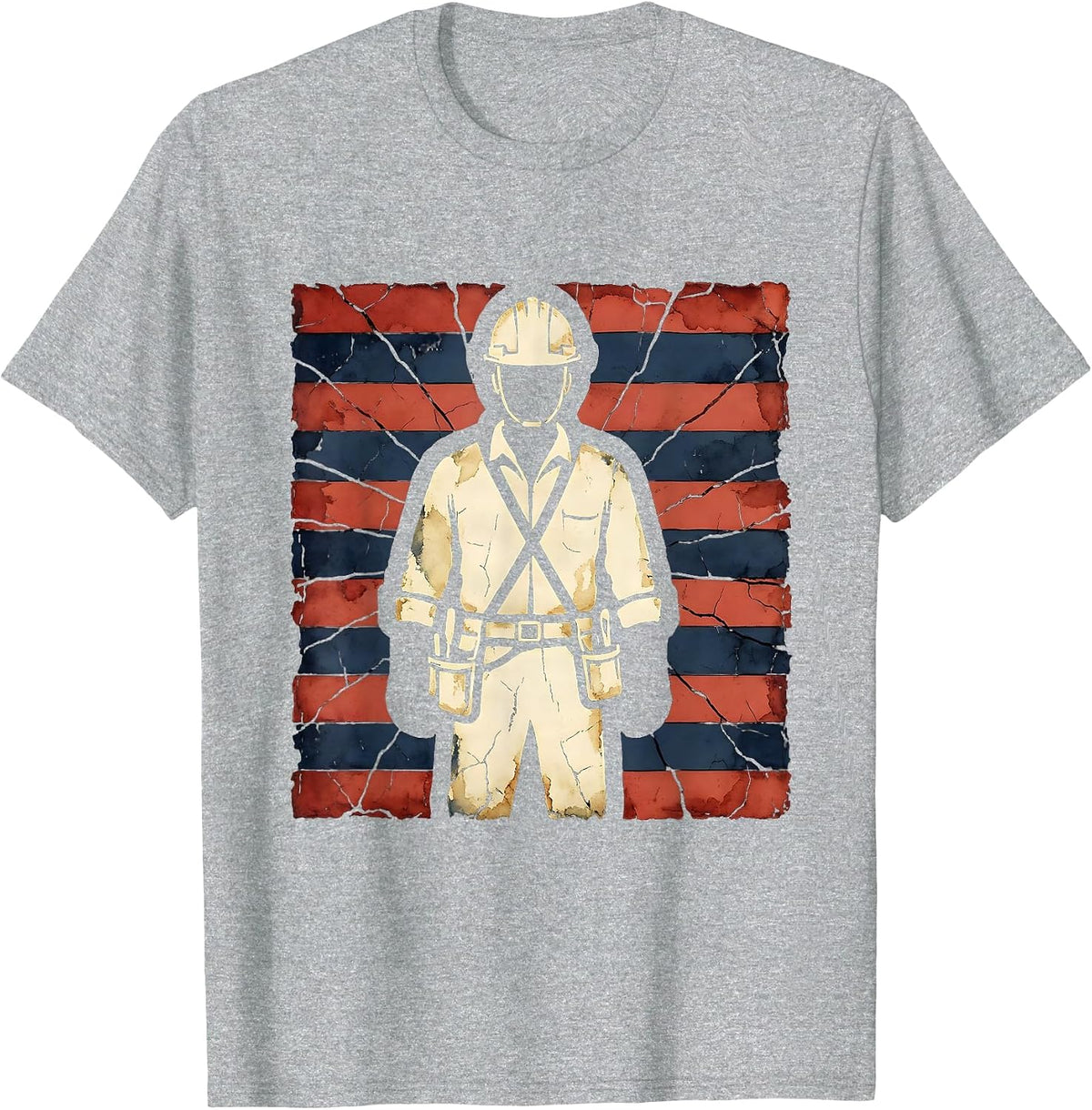 Men's Stars & Stripes Labor Day Construction Worker T-Shirt - Heather Grey