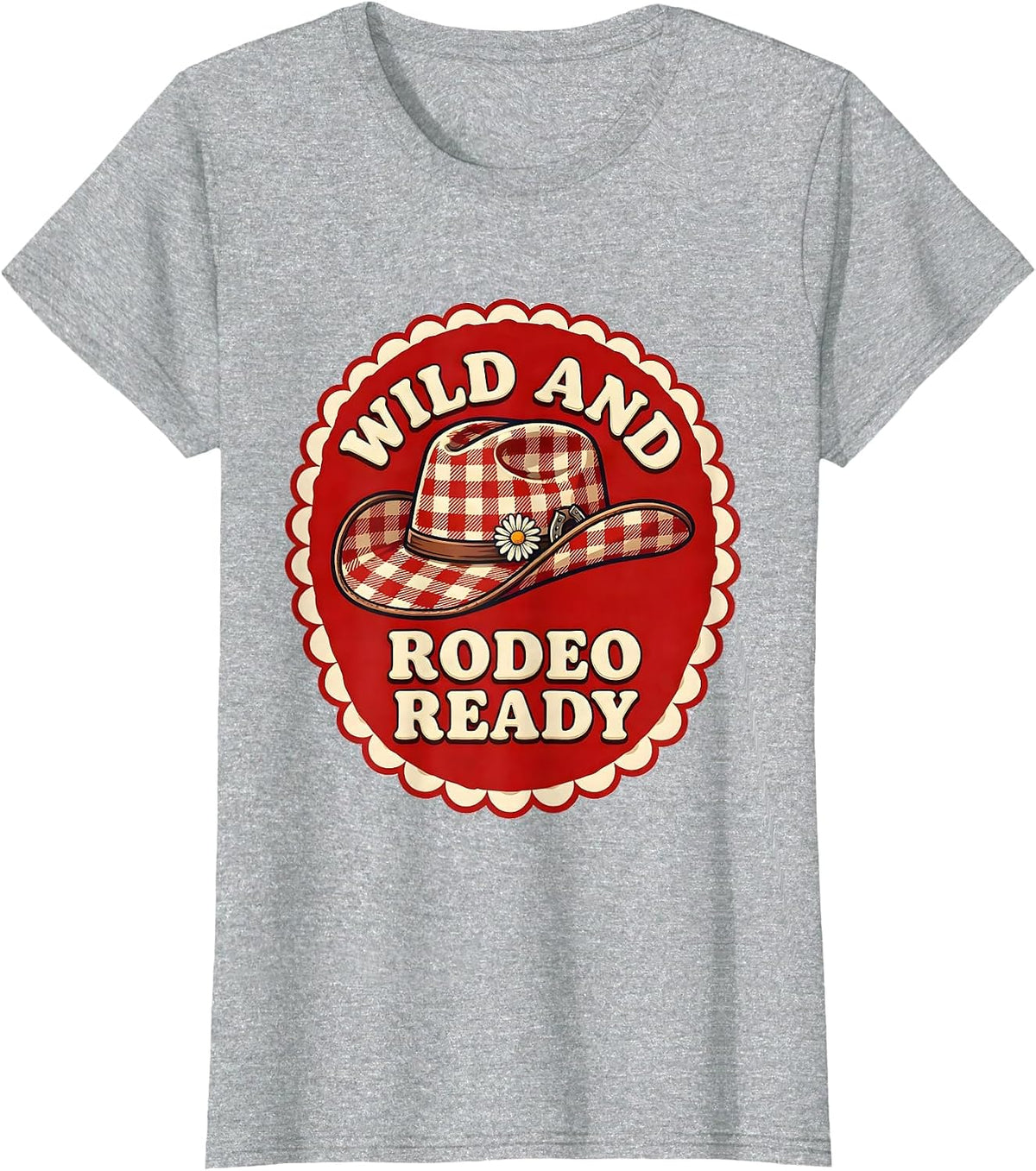 Women's Wild and Rodeo Ready Cowgirl Graphic Design T-Shirt - Heather Grey