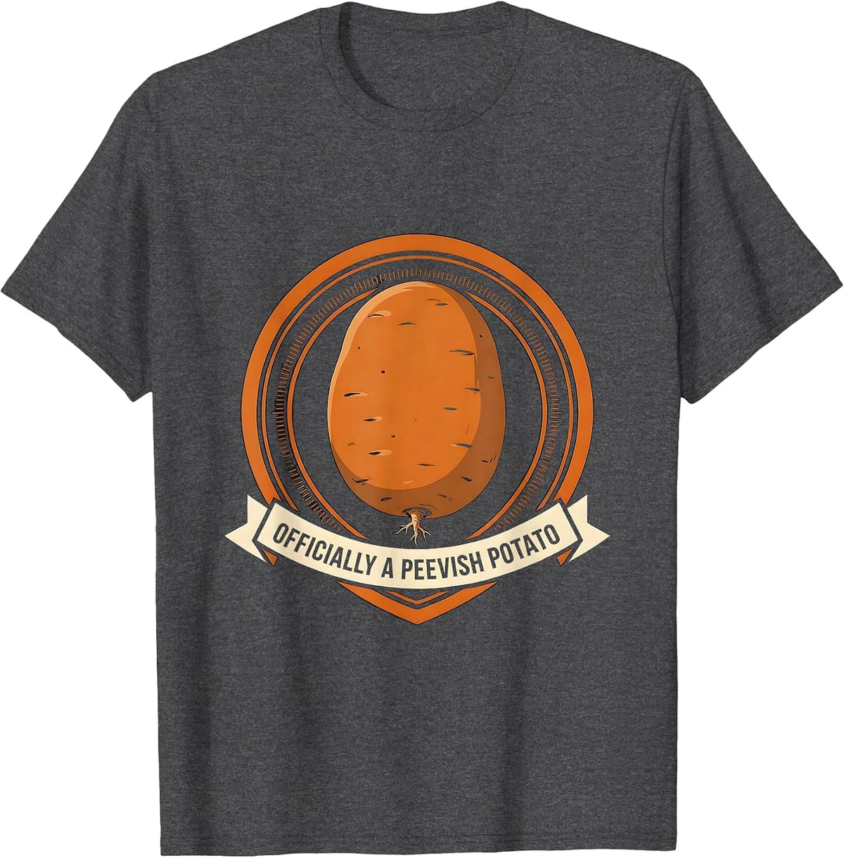 Officially A Peevish Potato Funny Grouchy Potato Couple T-Shirt - Dark Heather Grey