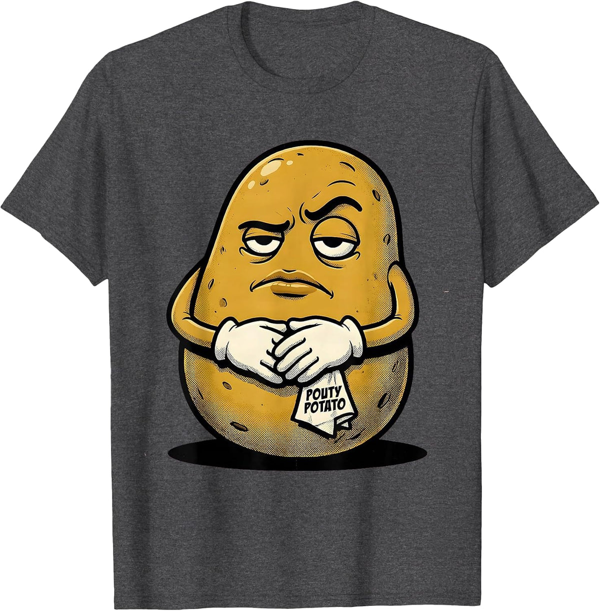Pouty Potato Retro Cartoon Funny Couples Thanksgiving T-Shirt - Dark Heather Grey
