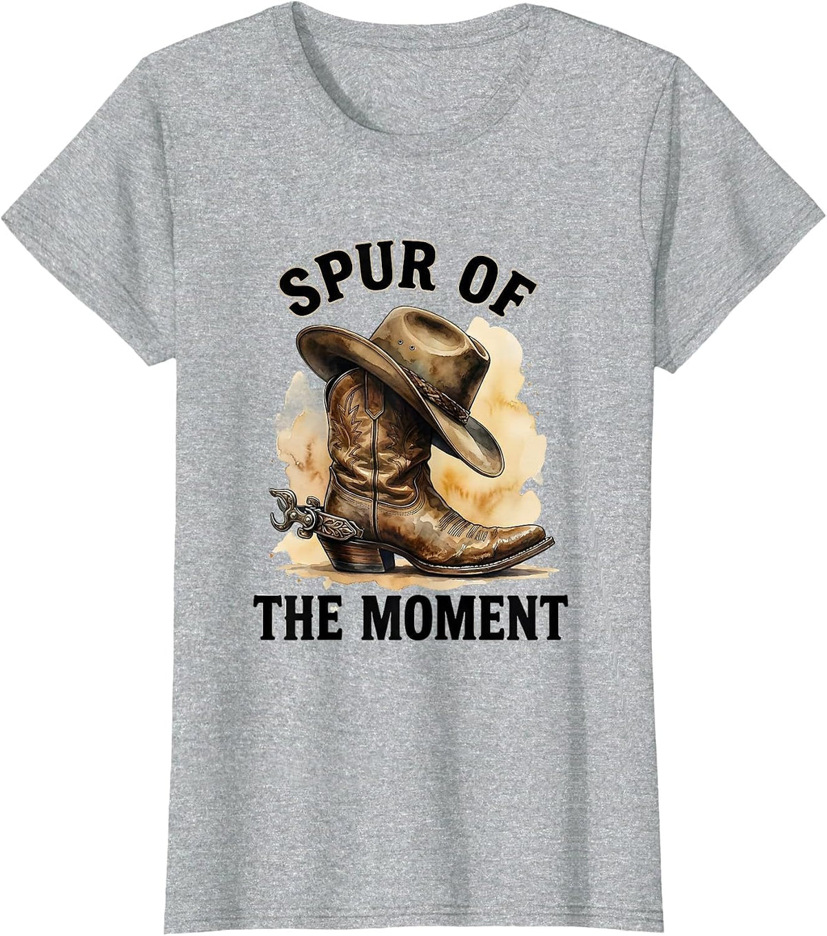 Spur of the Moment Cowboy Western Design T-Shirt - Heather Grey
