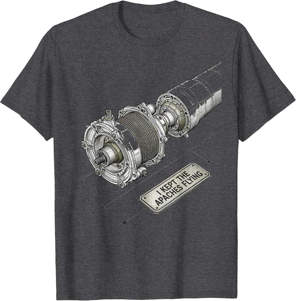 Men's I Kept The Apaches Flying Military Veteran Helicopter Pilot T-Shirt - Dark Heather Grey