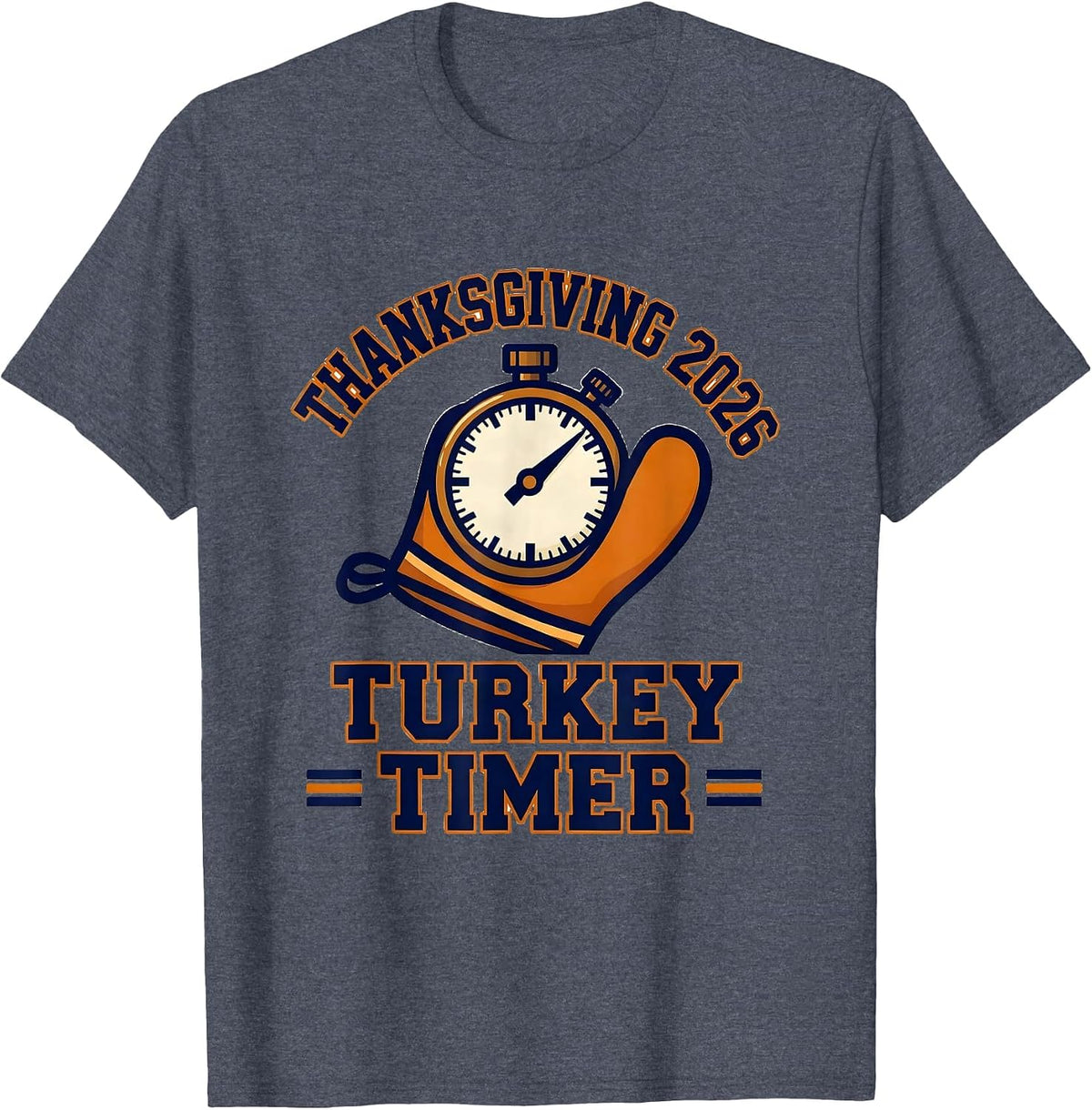 Thanksgiving 2026 Turkey Timer Sports Family Crew Matching T-Shirt - Heather Blue