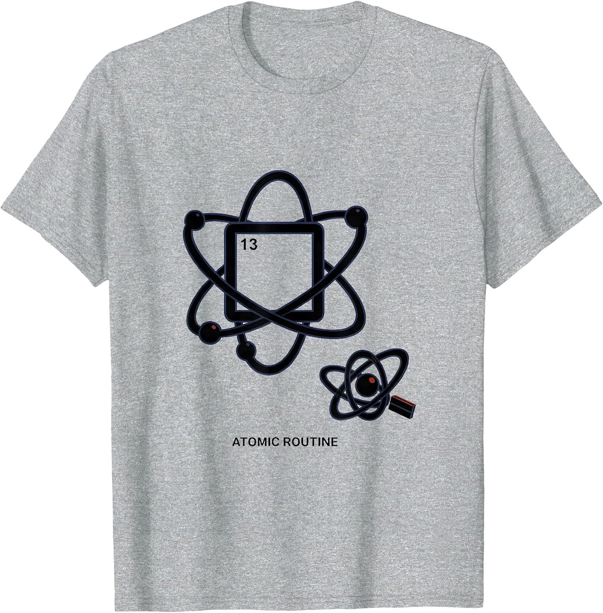 Men's Atomic Routine Editorial Conceptual Science Humor Gift T-Shirt - Heather Grey