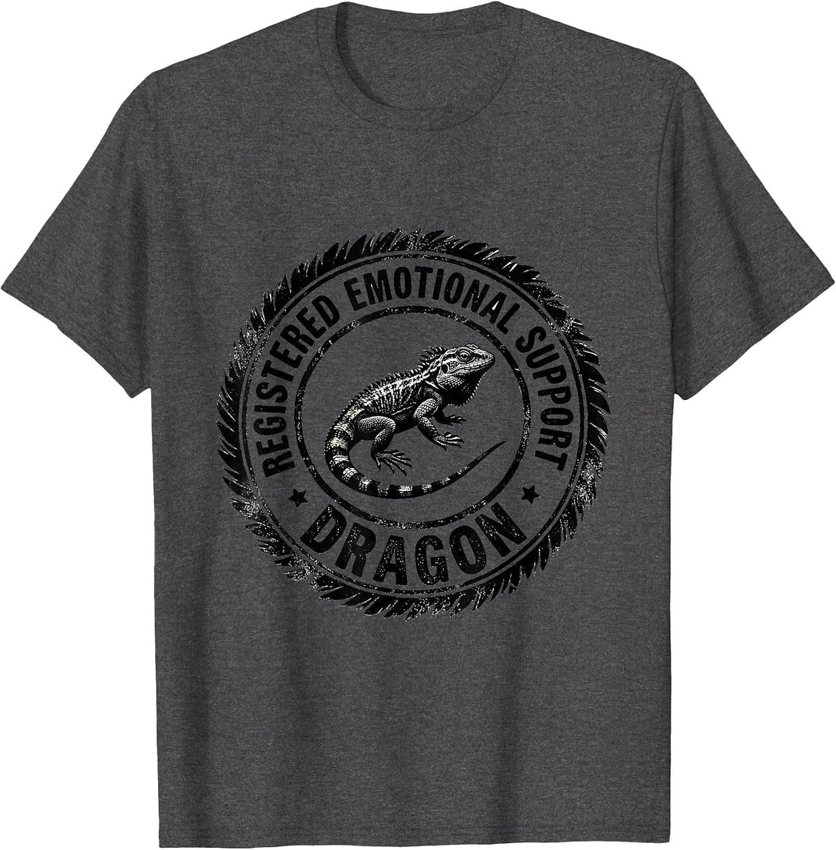 Men's Registered Emotional Support Dragon Funny Reptile Lover Gift T-Shirt - Dark Heather Grey