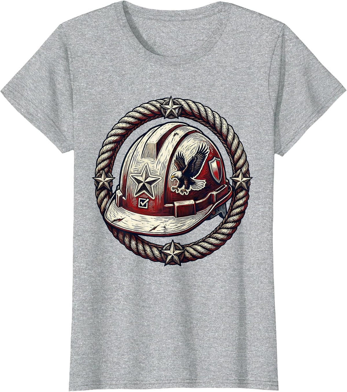 Women's Patriotic Hard Hat Voting Labor Day Graphic T-Shirt - Heather Grey
