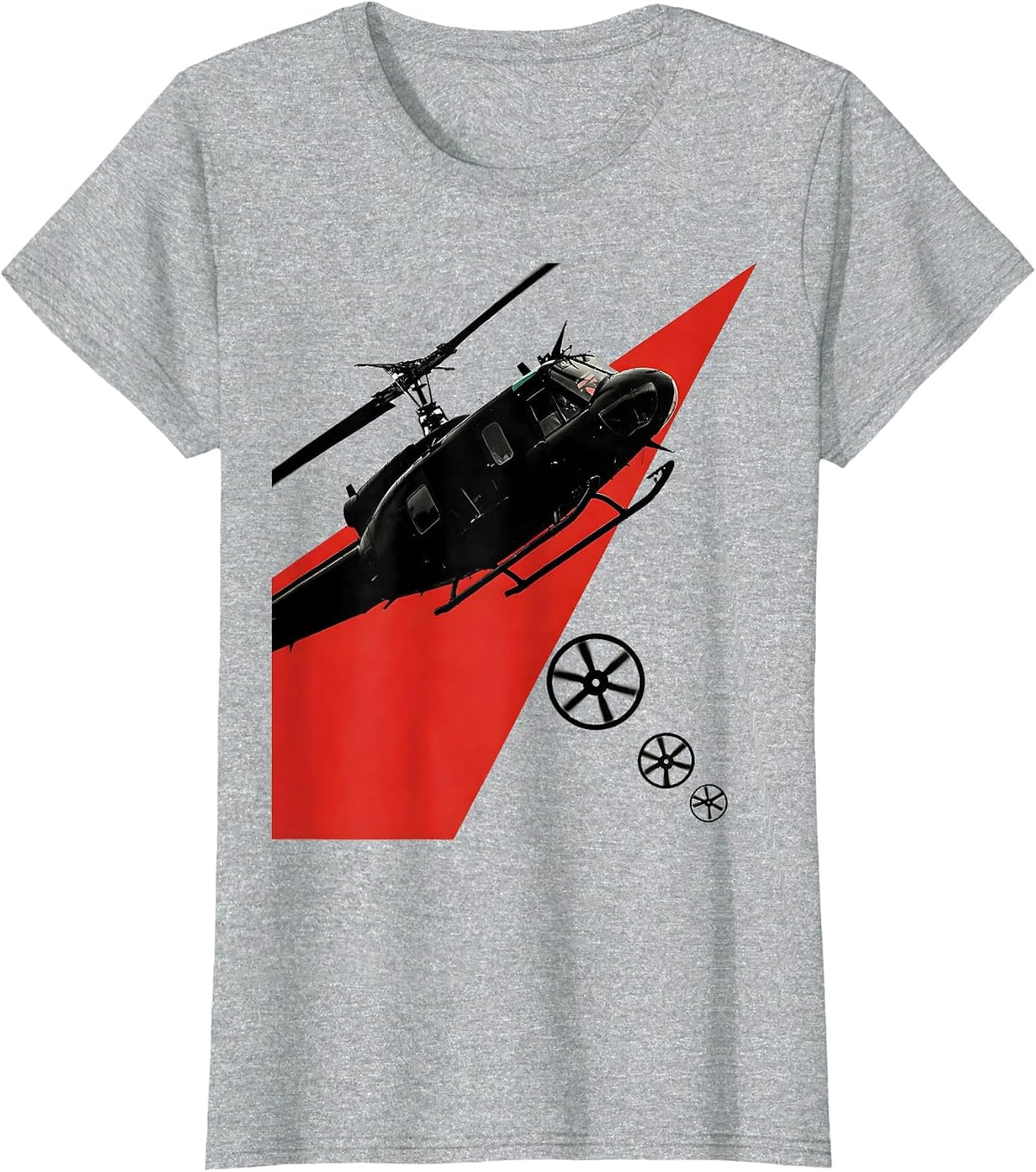 Huey Helicopter Silhouette Military Veteran Aviation Pride T-Shirt - Heather Grey