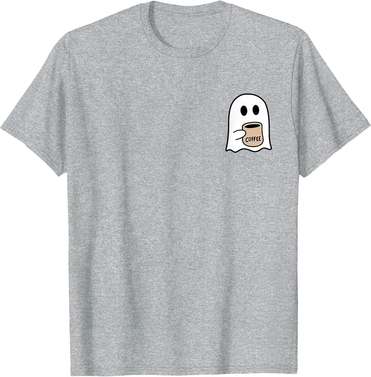 Ghost Drinking Coffee Funny Halloween Costume Coffee Lover T-Shirt - Heather Grey