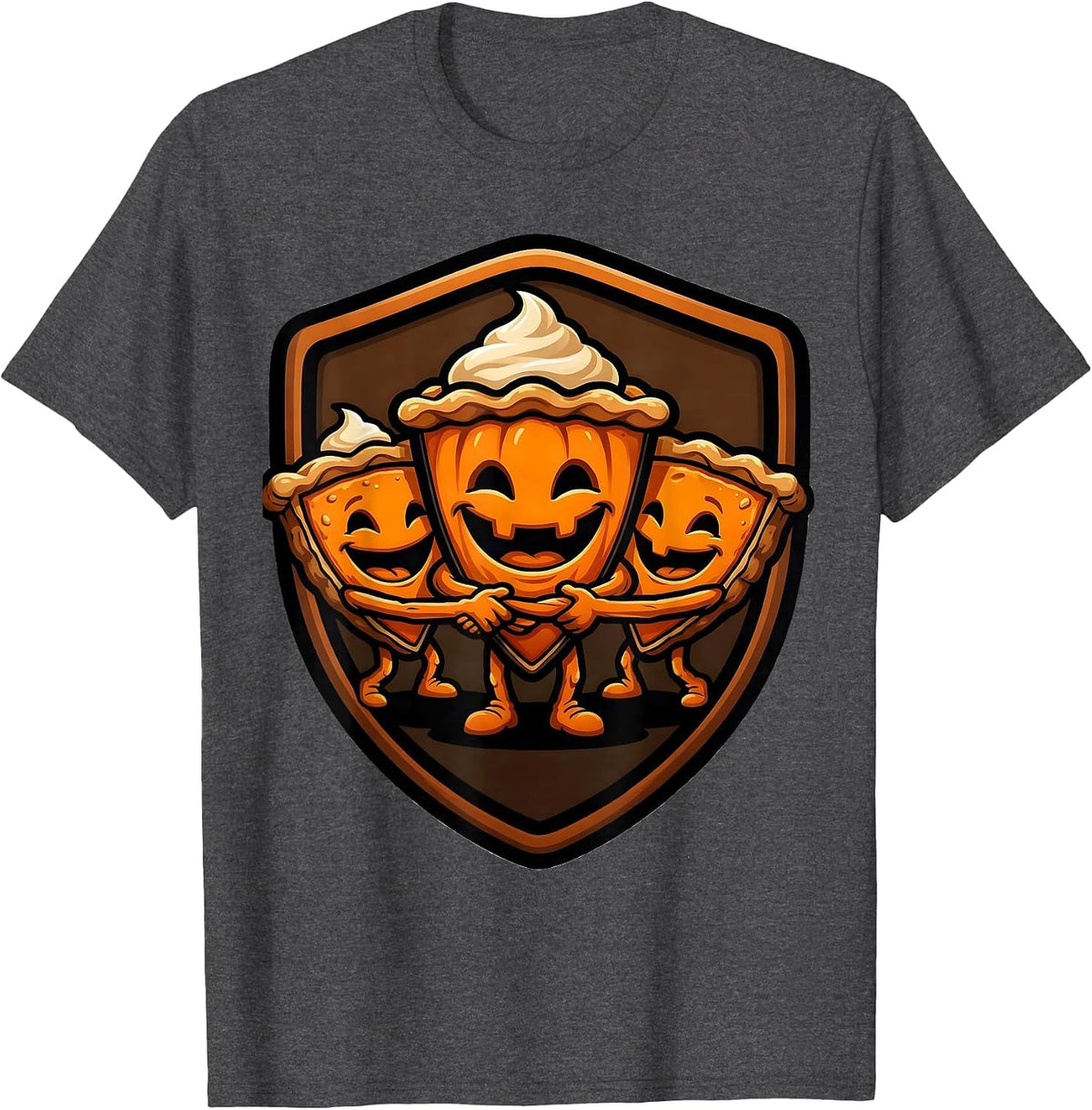 Men's Pumpkin Pie Crew Funny Thanksgiving Pie Lover Humor T-Shirt - Dark Heather Grey