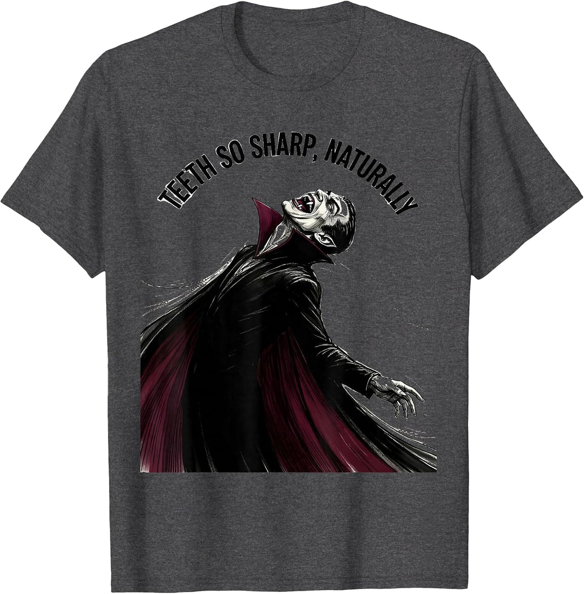 Men's Teeth So Sharp Naturally Dental Halloween Design T-Shirt - Dark Heather Grey