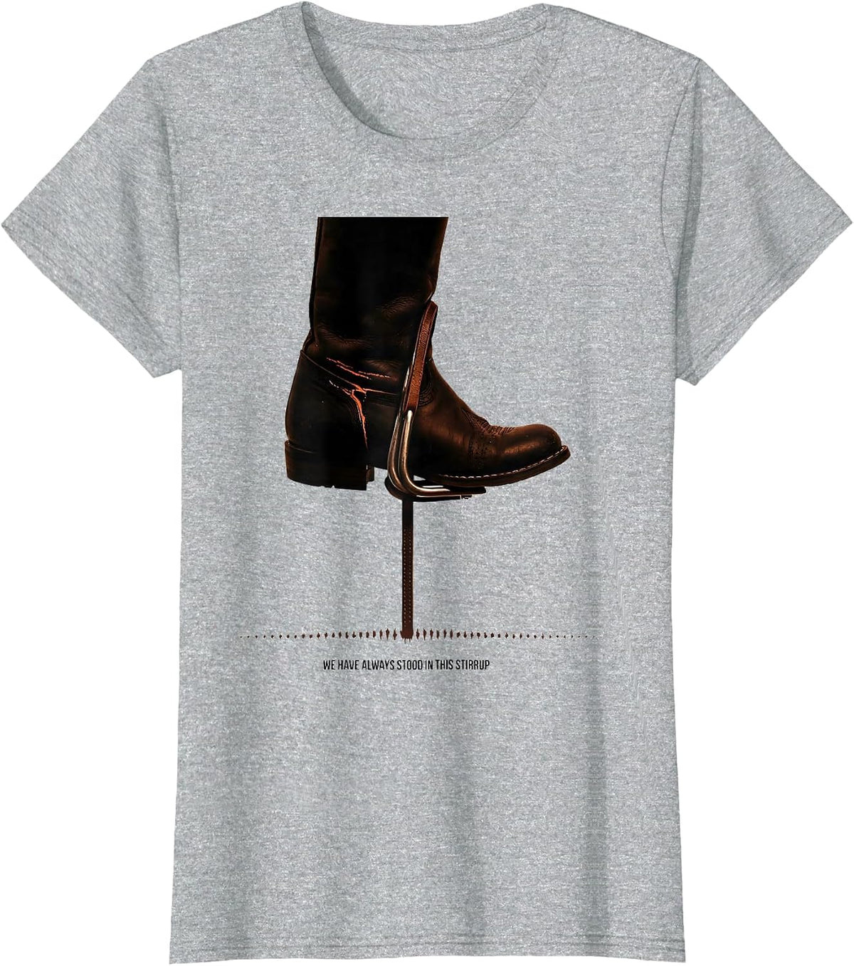 Women's We Have Always Stood In This Stirrup Minimalist Western T-Shirt - Heather Grey