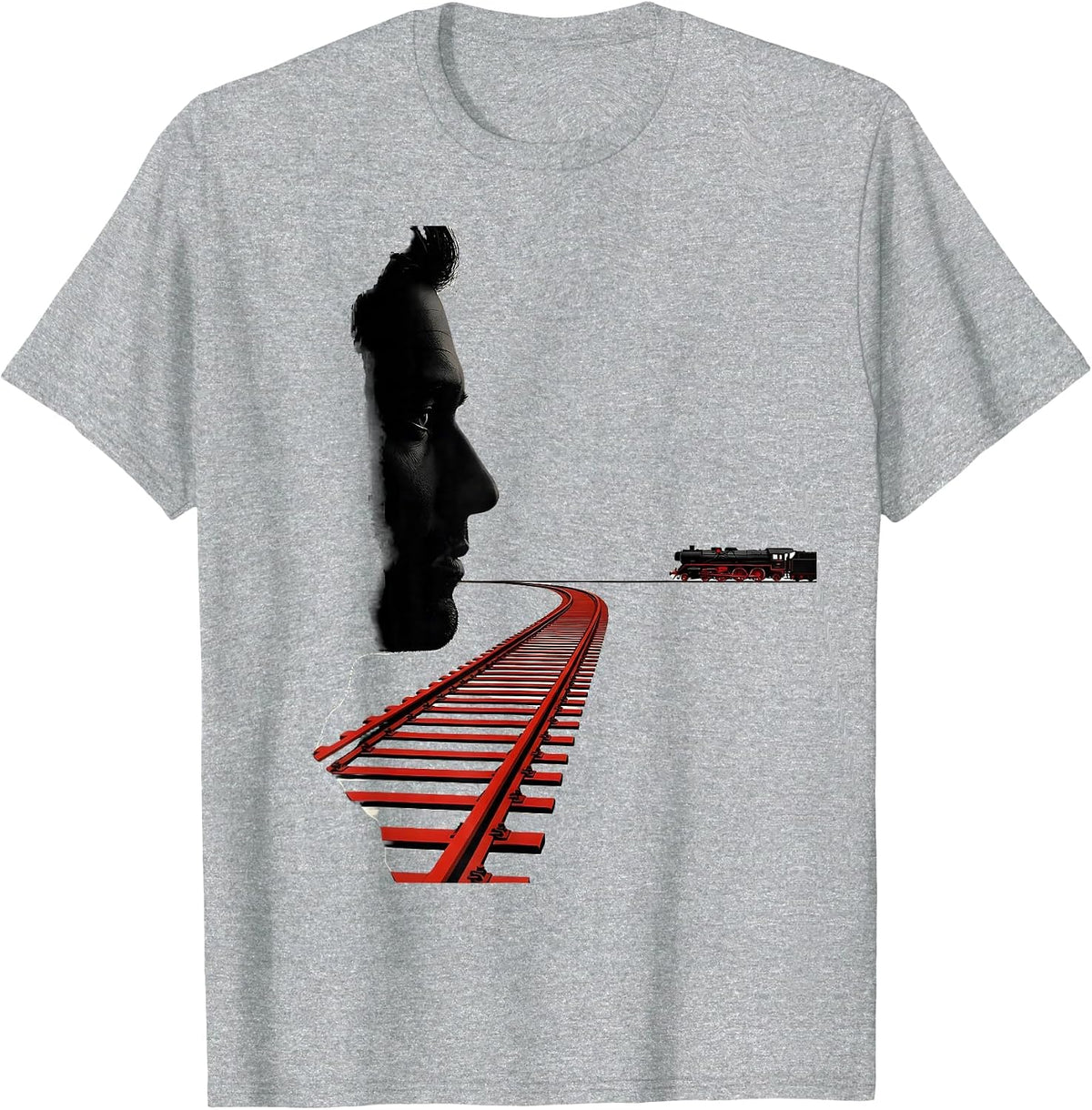 Men's Steam Locomotive Train Enthusiast Vintage Humor T-Shirt - Heather Grey