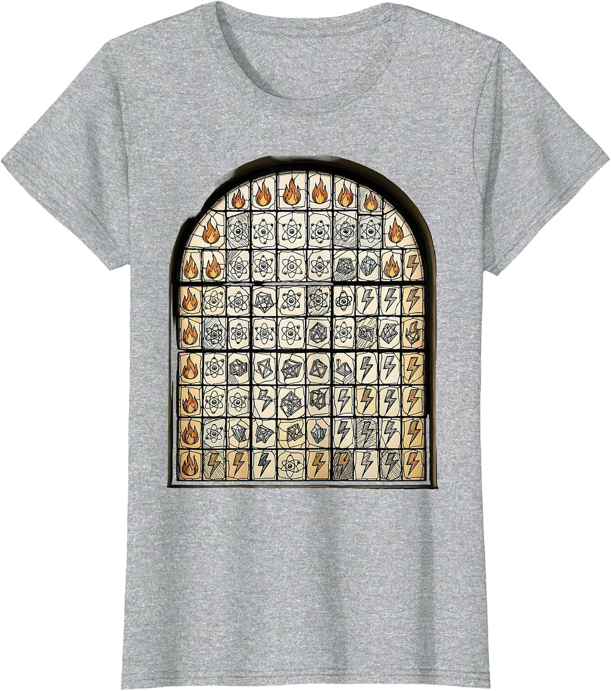 Periodic Table Stained Glass Window Science Design T-Shirt - Heather Grey