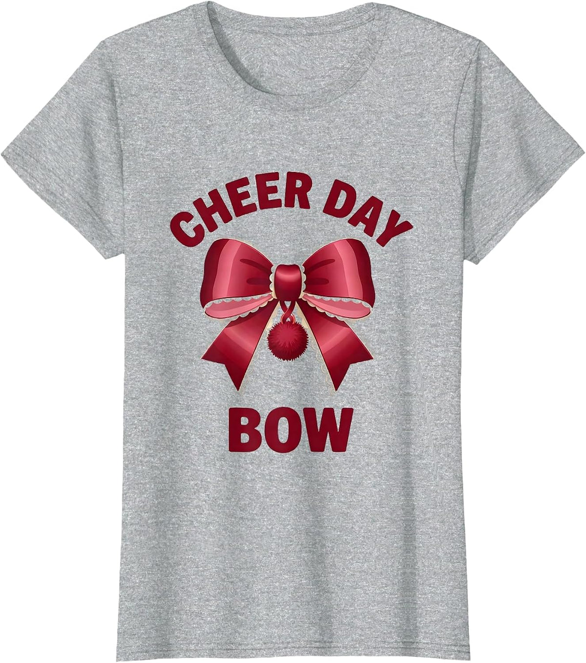 Women's Cheer Day Bow Coquette Ribbon State Pride Sport Gift T-Shirt - Heather Grey