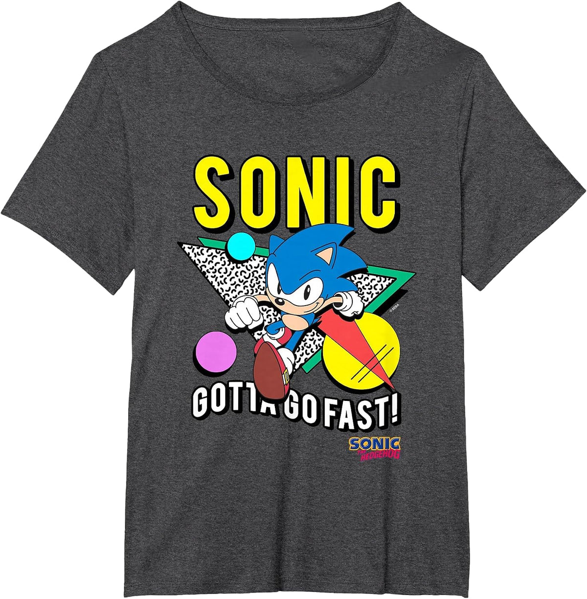 Sonic The Hedgehog Gotta Go Fast Retro 90's Sonic T-Shirt - Dark Heather Grey