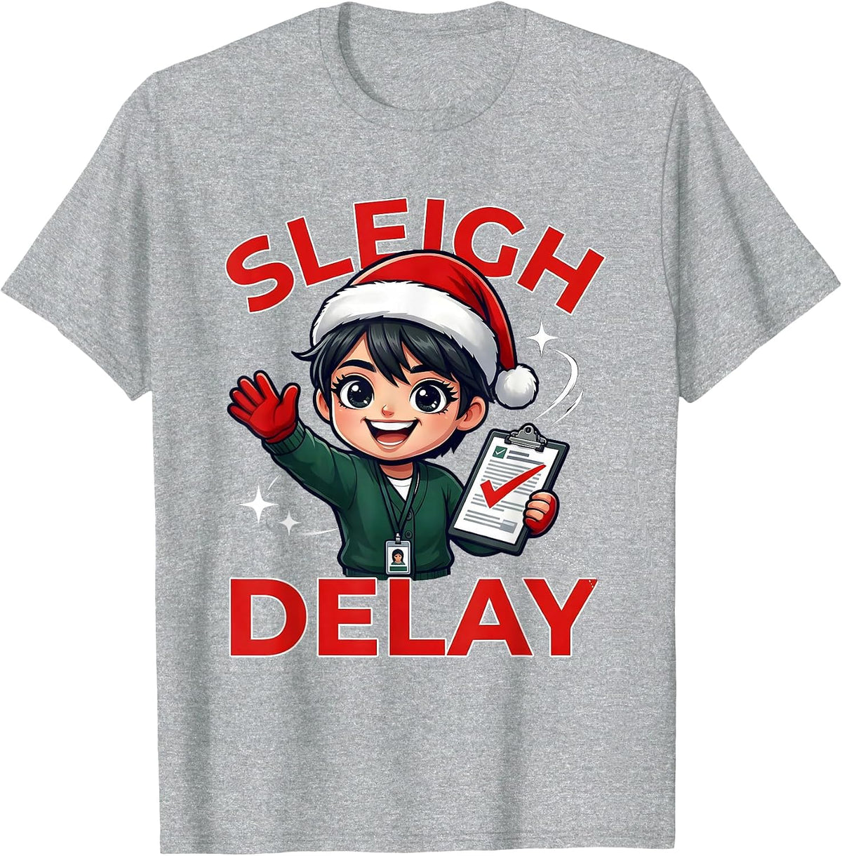 Men's SLEIGH DELAY Funny Teacher School Staff Christmas T-Shirt - Heather Grey