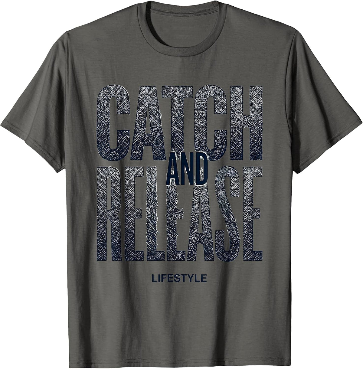 Catch and Release Lifestyle Fishing Design T-Shirt - Asphalt Grey