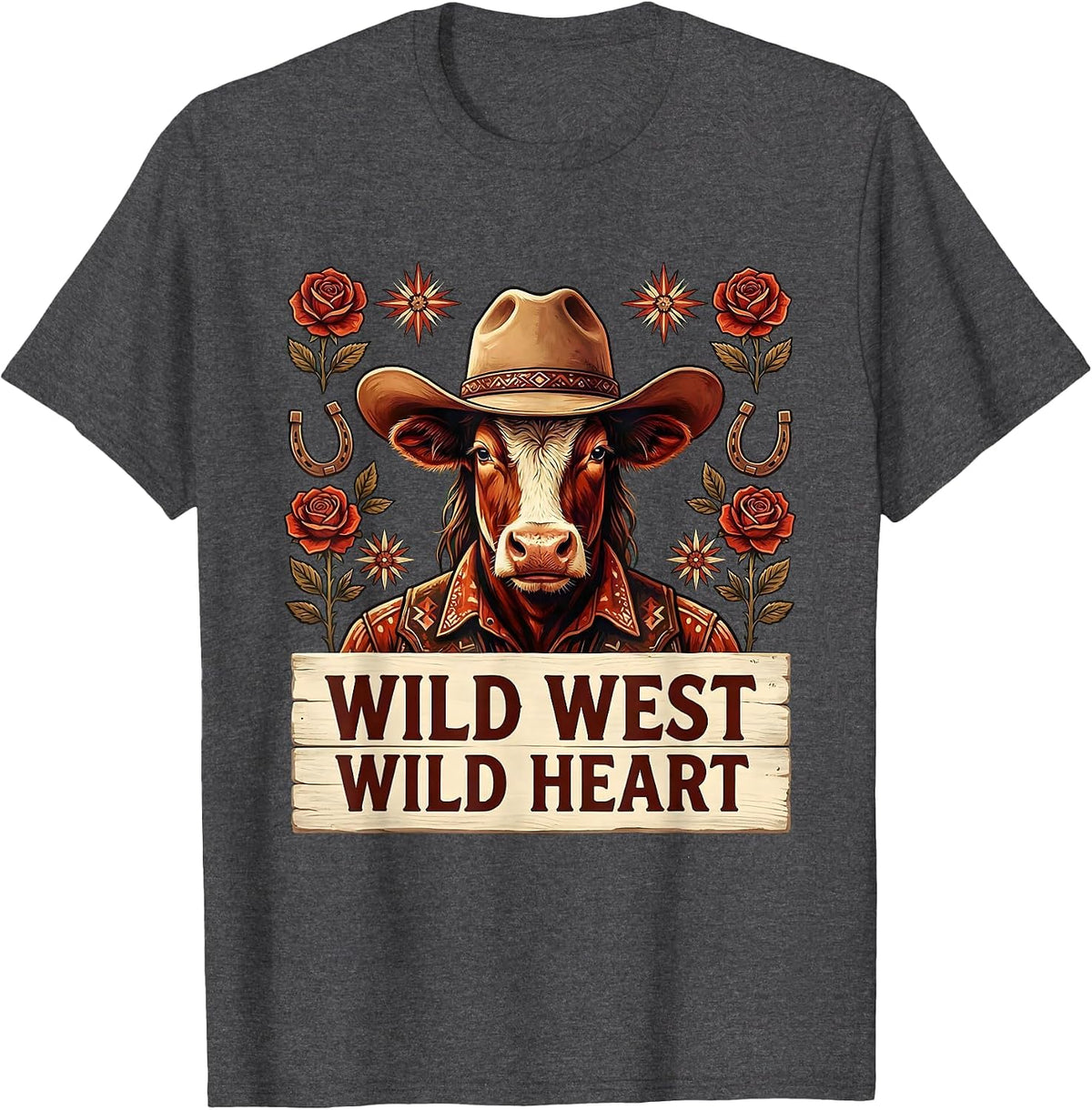 Men's Wild West Wild Heart Western Women Design T-Shirt - Dark Heather Grey