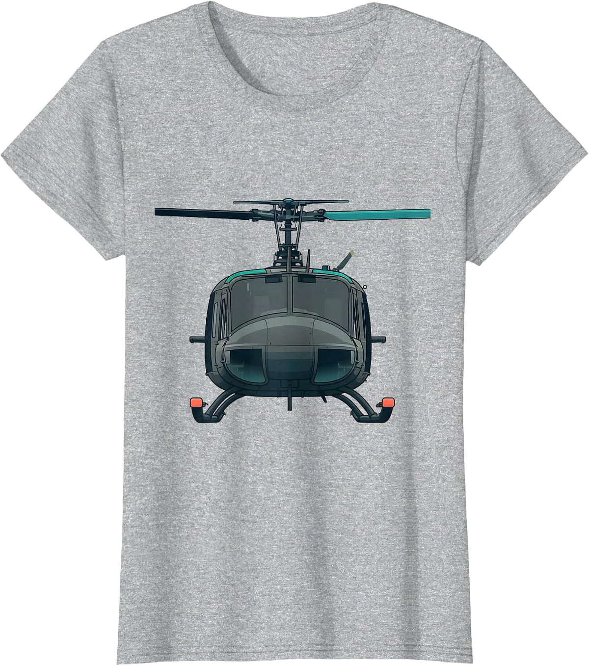 Women's UH-1 Huey Military Helicopter Veteran Pilot Pride T-Shirt - Heather Grey