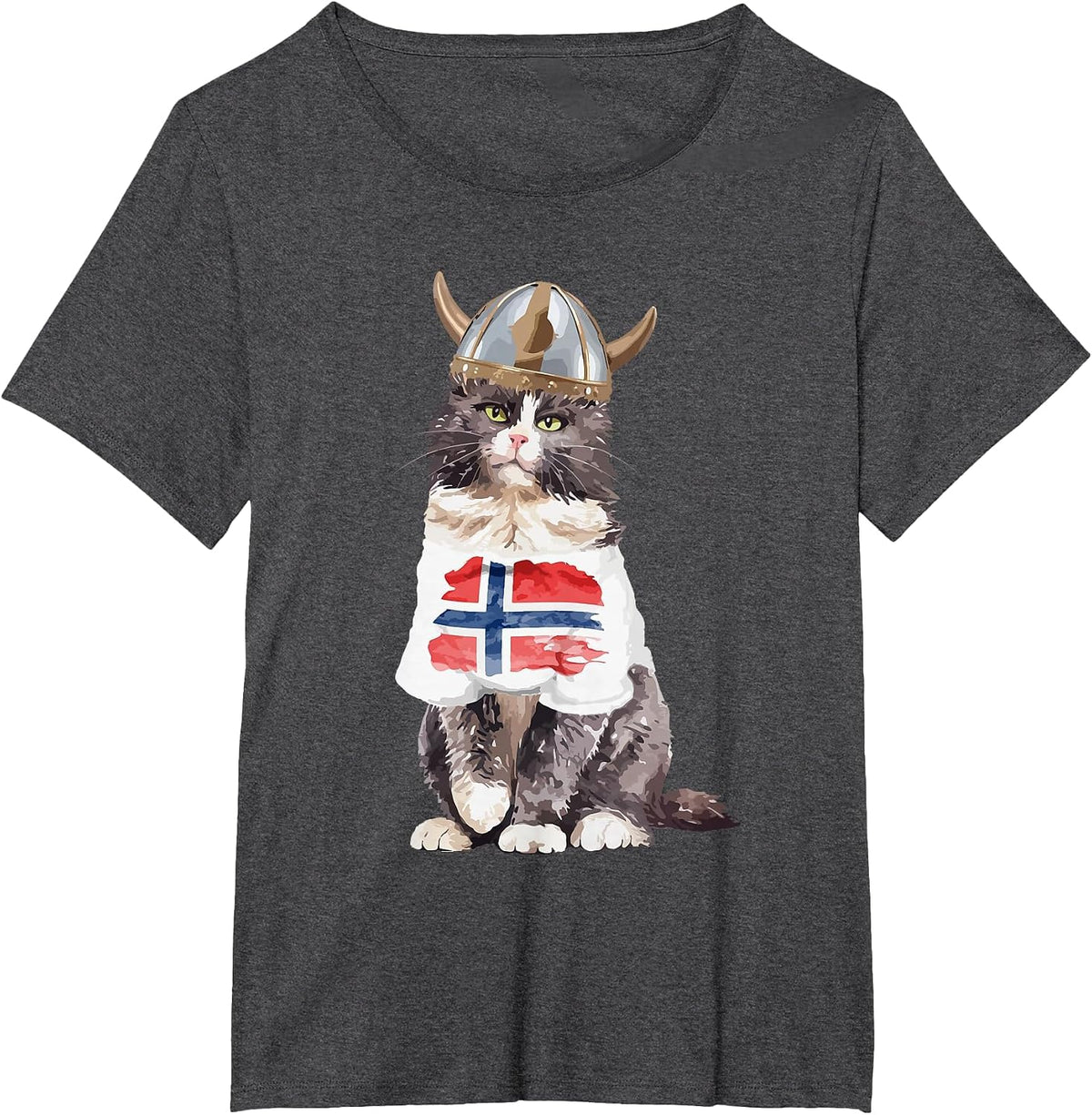 Norwegian Forest Cat Norway Flag T-Shirt - Dark Heather Grey