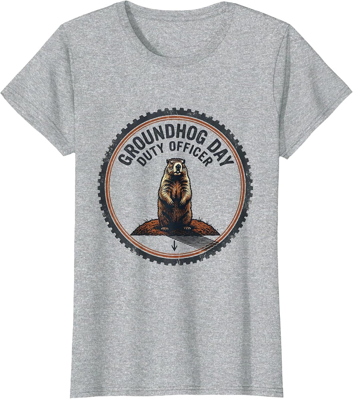 Women's Groundhog Day Duty Officer Vintage Funny Groundhog Day Gift T-Shirt - Heather Grey