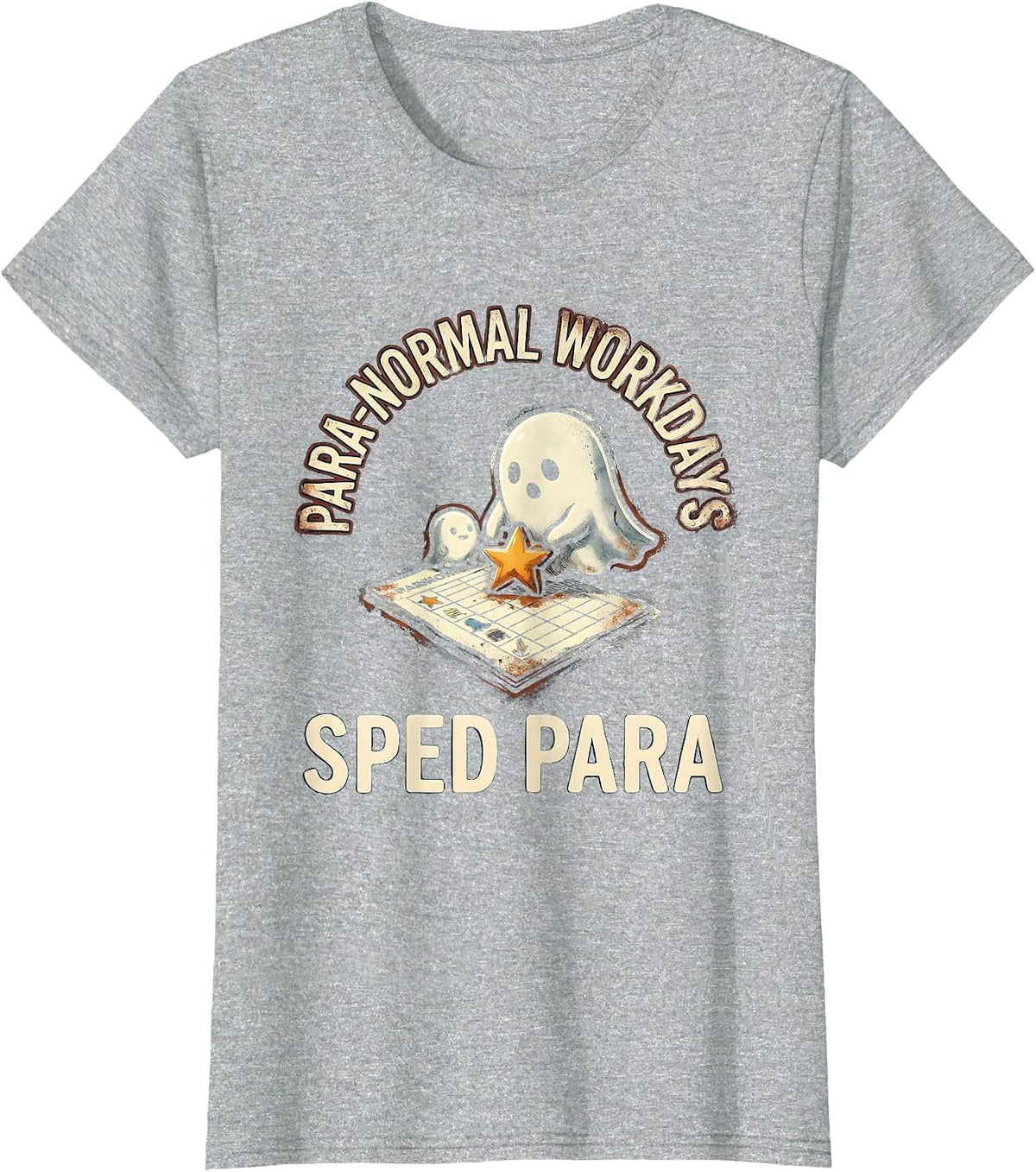 Women's Para-Normal Workdays SPED Para Ghost Rubber Stamp Humor T-Shirt - Heather Grey