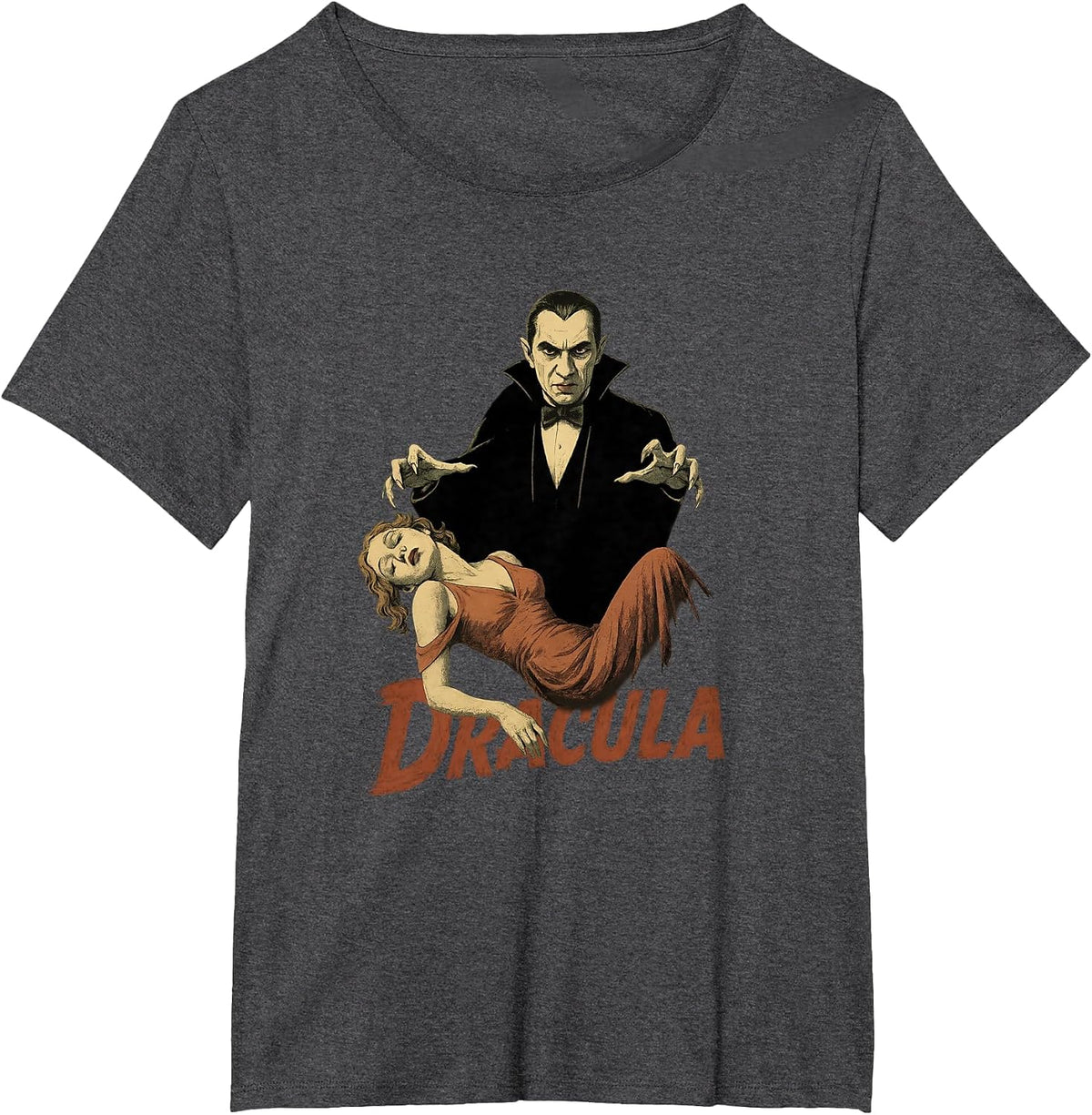 Vintage Dracula Horror Movie - Classic Monster Retro Design T-Shirt - Dark Heather Grey