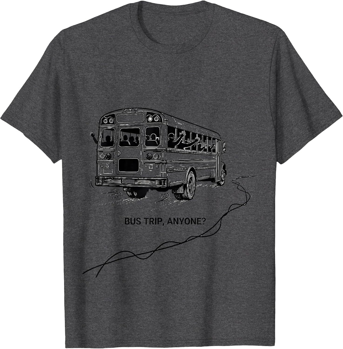Bus Trip, Anyone? Playful School Bus Field Trip Teacher T-Shirt - Dark Heather Grey