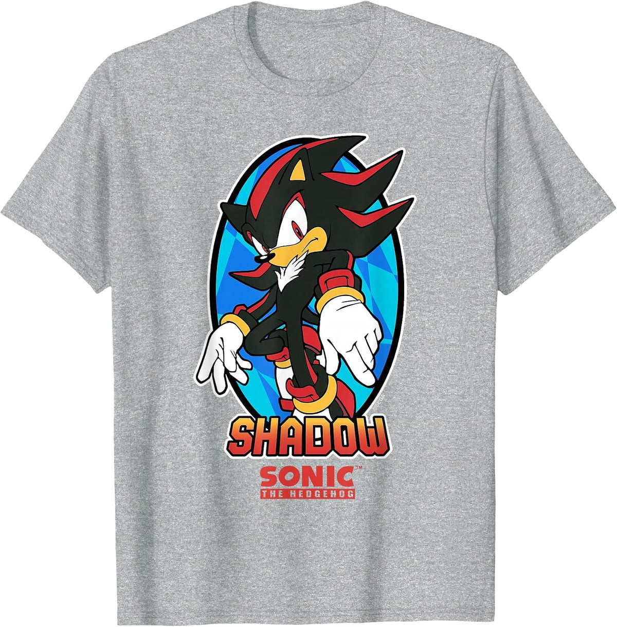 Sonic The Hedgehog Iconic Shadow Ups Big Chest Portrait T-Shirt - Heather Grey