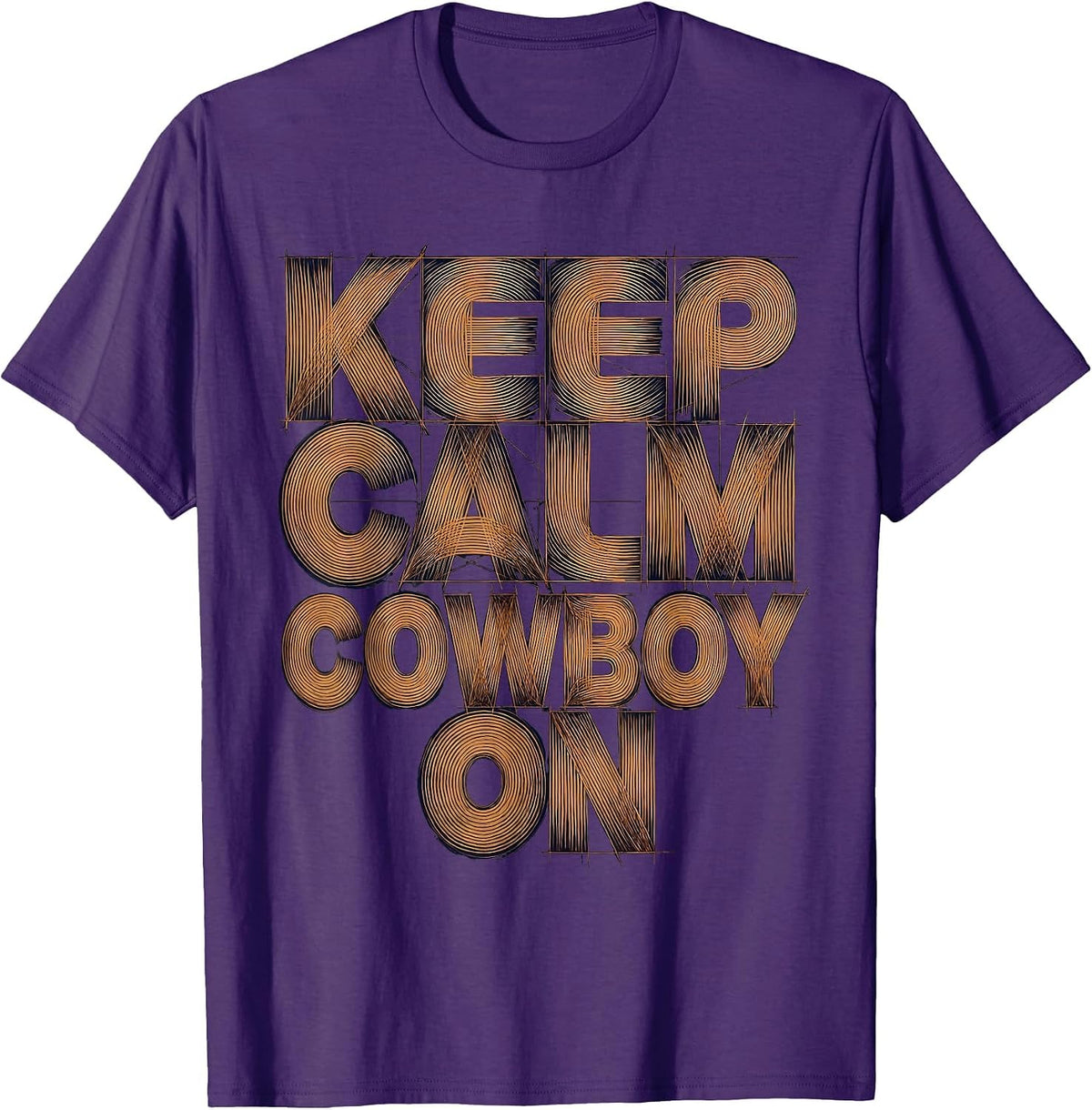 Keep Calm Cowboy On Western Graphic Design T-Shirt - Purple