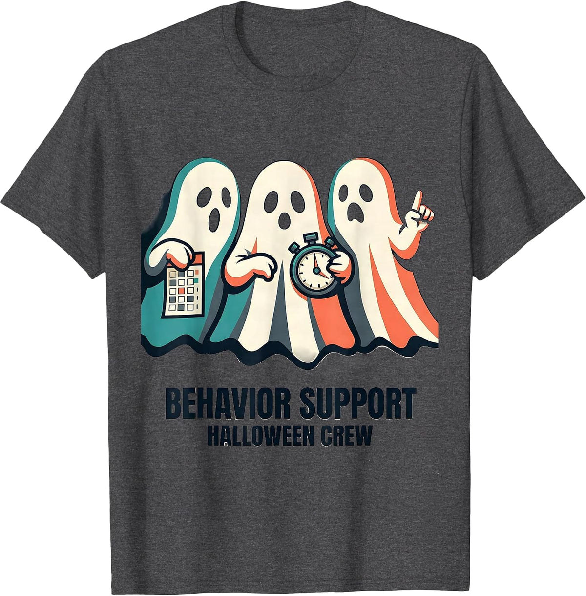 Behavior Support Halloween Crew Funny Medical Worker Boo T-Shirt - Dark Heather Grey