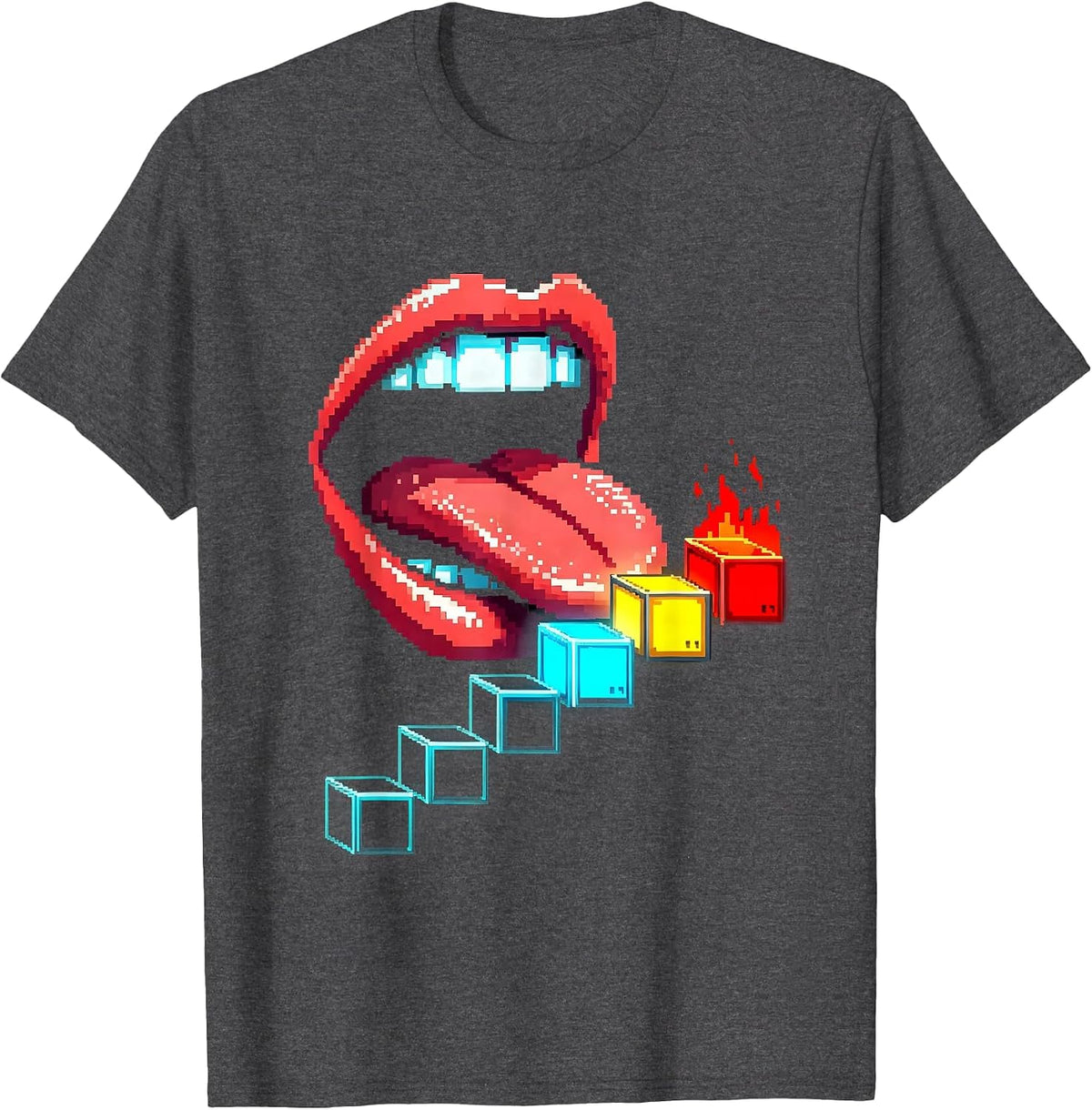 Men's Lickable Periodic Table Pixel Art Science Teacher Humor T-Shirt - Dark Heather Grey