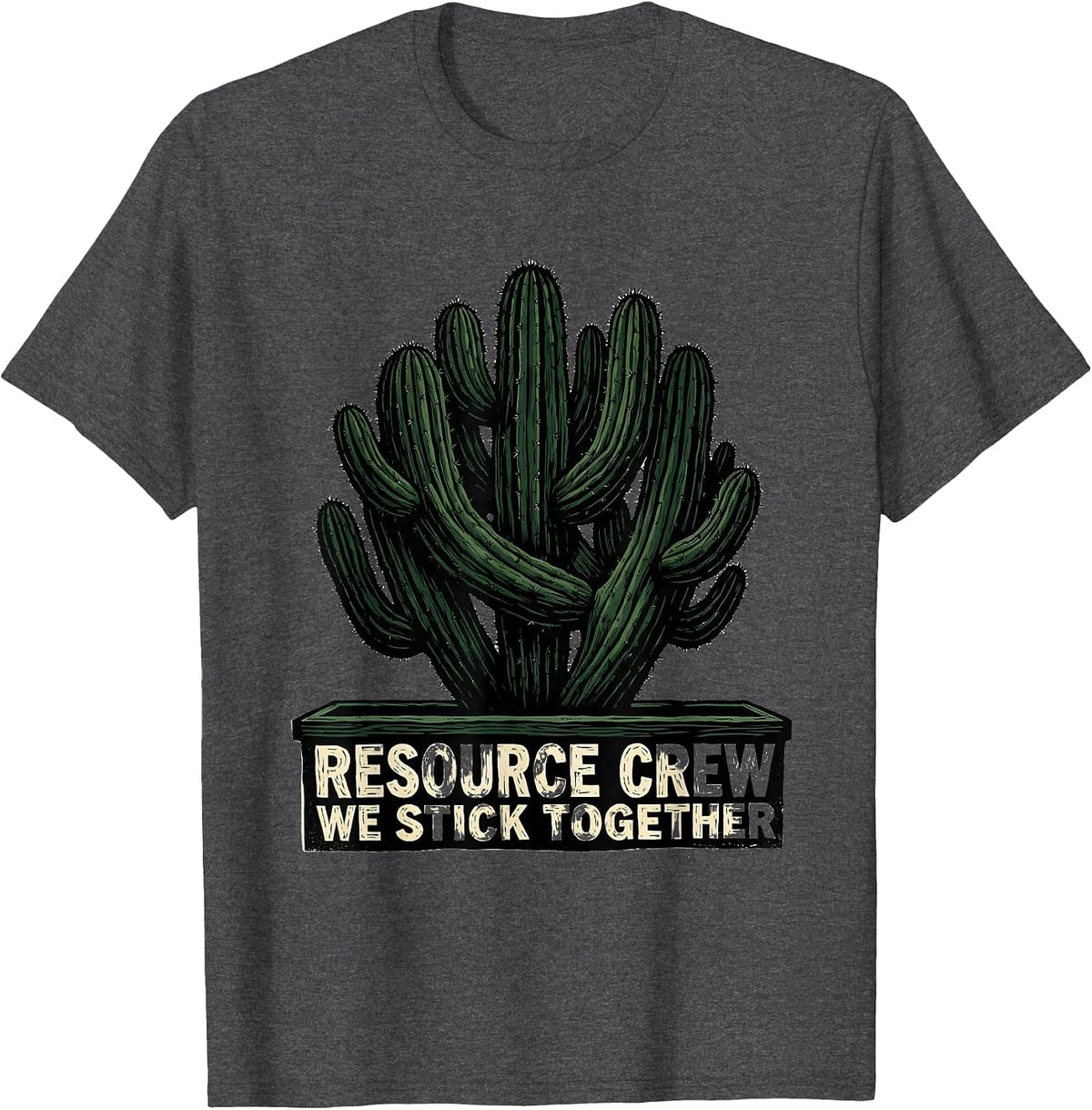 Resource Crew We Stick Together Funny School Support Staff T-Shirt - Dark Heather Grey