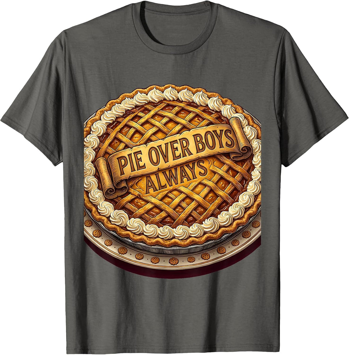 Men's Pie Over Boys Always Funny Thanksgiving Design T-Shirt - Asphalt Grey