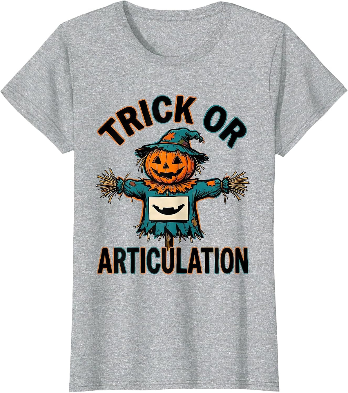 Trick Or Articulation Funny Speech Therapy SLP Teacher T-Shirt - Heather Grey