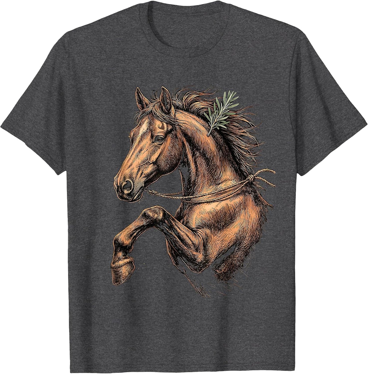 Men's Sharp Horse Shoo Boho Equestrian Humor T-Shirt - Dark Heather Grey