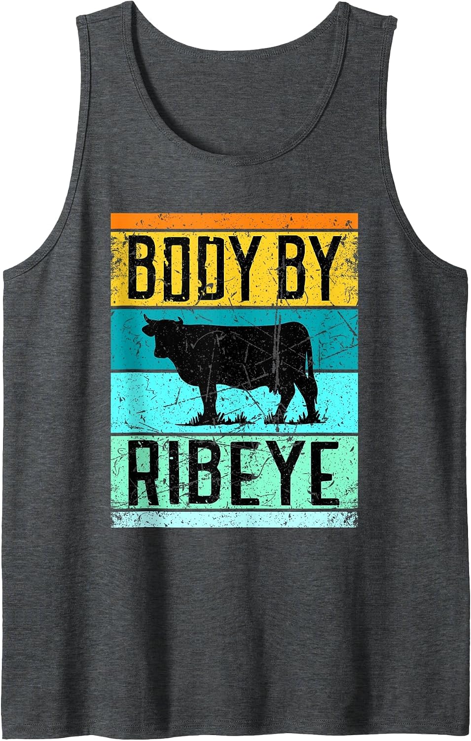 Carnivore Shirt Diet Body by Ribeye Meat Tank Top - Dark Heather Grey