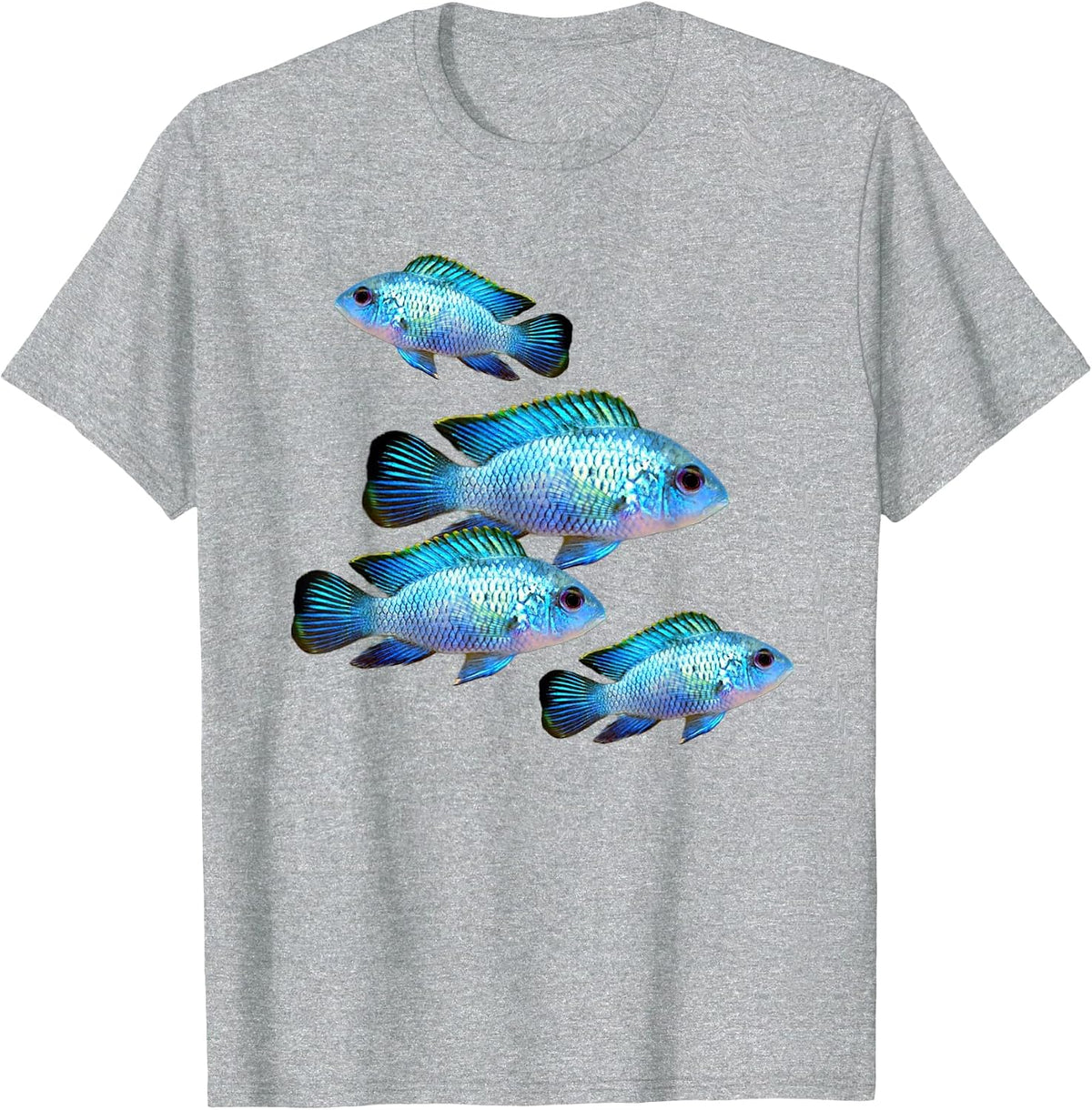 Electric Blue Acara Cichlids Aquarium Fish Breeders Keepers T-Shirt - Heather Grey