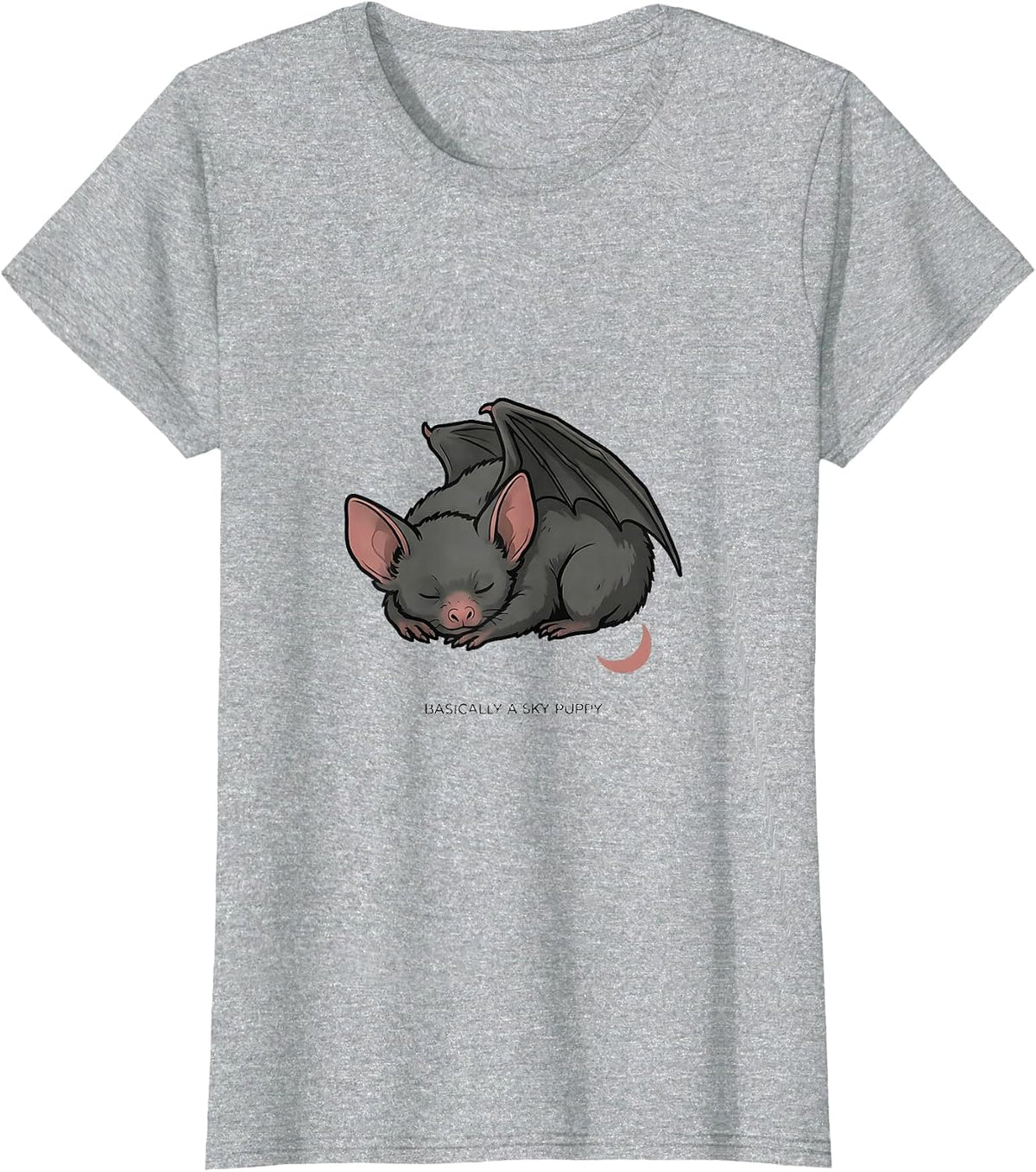 Basically A Sky Puppy Funny Bat Lover Halloween Nature T-Shirt - Heather Grey