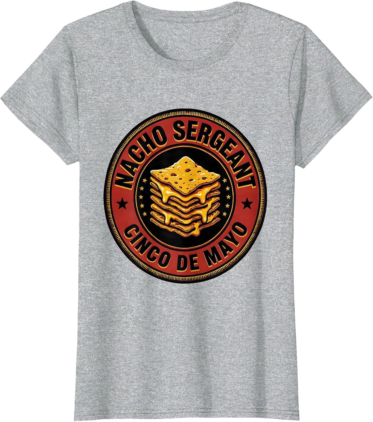 Nacho Sergeant Cinco de Mayo Party Humor Mexican Culture T-Shirt - Heather Grey