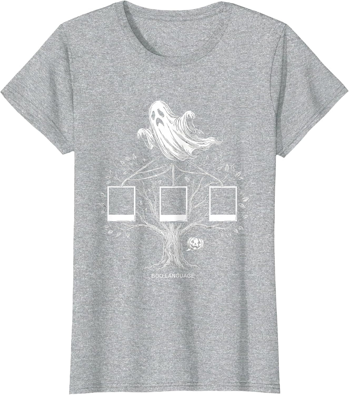 Women's Boo Language Funny Ghost Speech Therapy SLP Halloween T-Shirt - Heather Grey