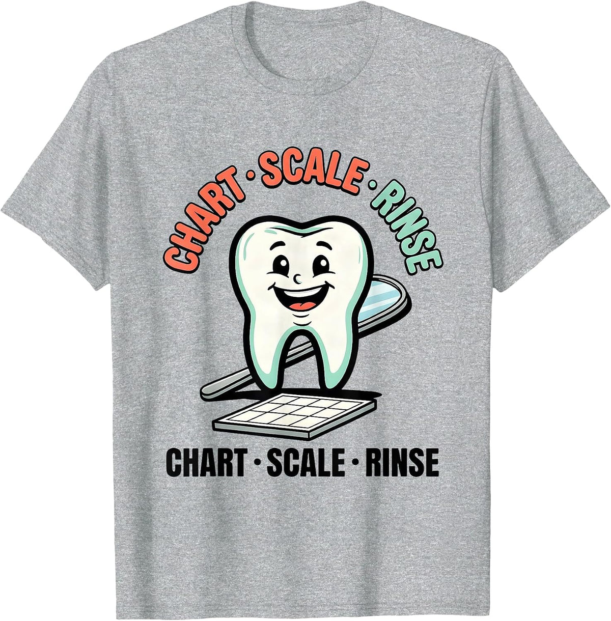 Men's Chart Scale Rinse Funny Dental Hygienist Humor T-Shirt - Heather Grey
