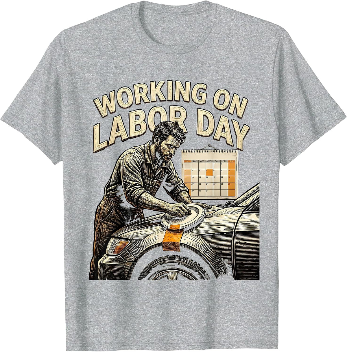 Men's Working On Labor Day Funny Tradesman Humor T-Shirt - Heather Grey