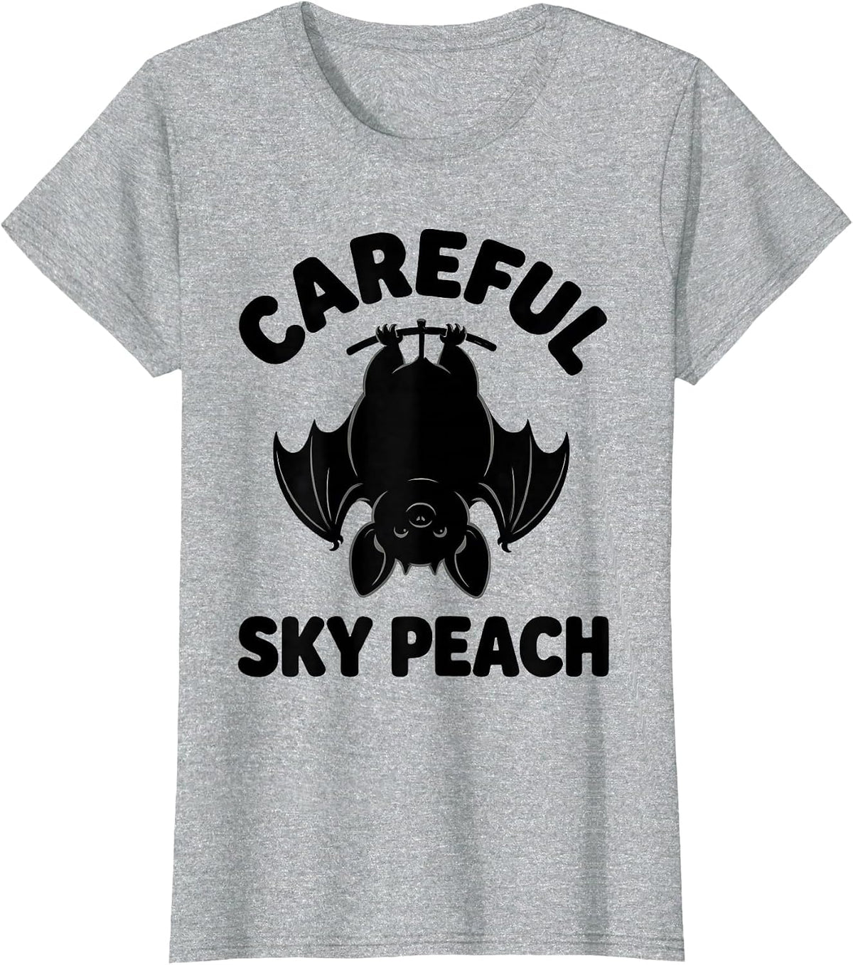 Careful, Sky Peach Funny Bat Lover Novelty Humor T-Shirt - Heather Grey