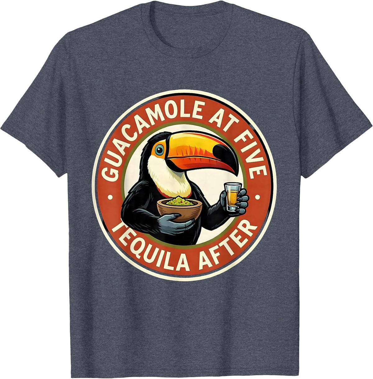 Guacamole At Five Tequila After Retro Cinco De Mayo Party T-Shirt - Heather Blue