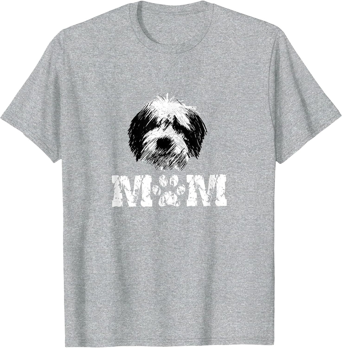 Sheepadoodle Mom Doodle Dog T-Shirt - Heather Grey