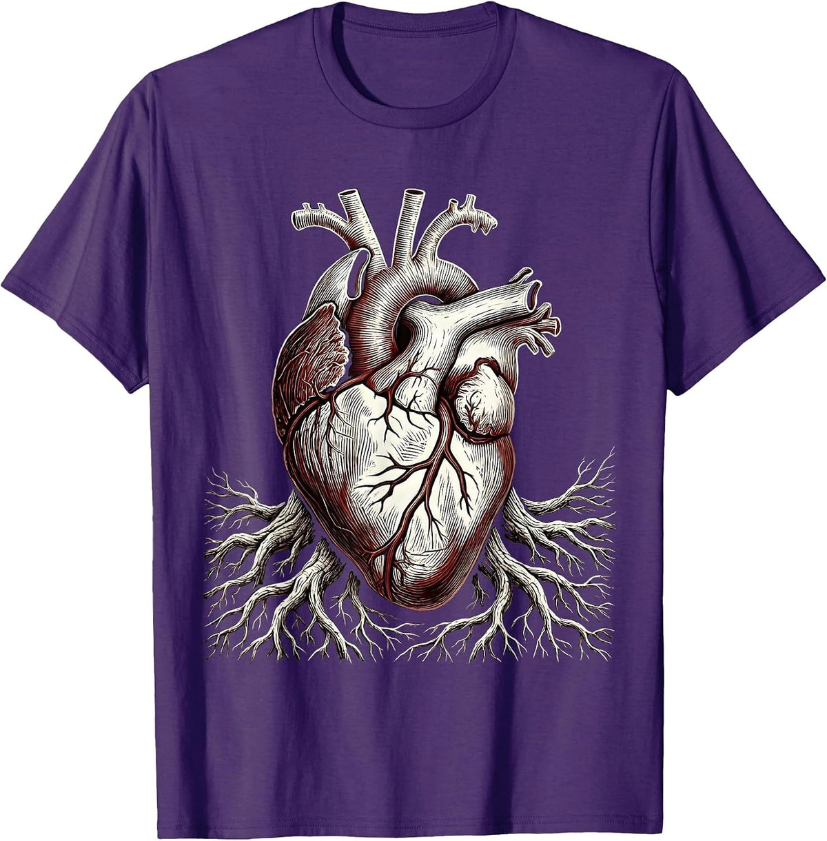 Anatomical Heart Root Veins Science Teacher Design T-Shirt - Purple