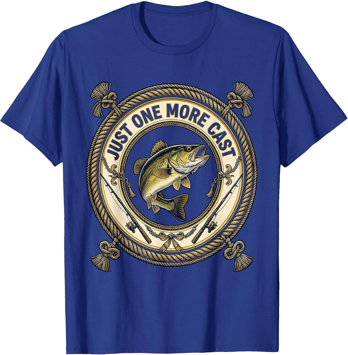 Men's Just One More Cast Fishing Graphic Design T-Shirt - Royal Blue